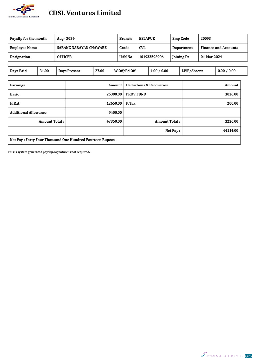 Download CDSL Ventures Limited payslip template in Word and PDF formats.pdf, 1 Photoshop template